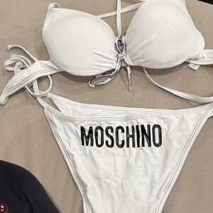Moschino White Bikini with Black Logo